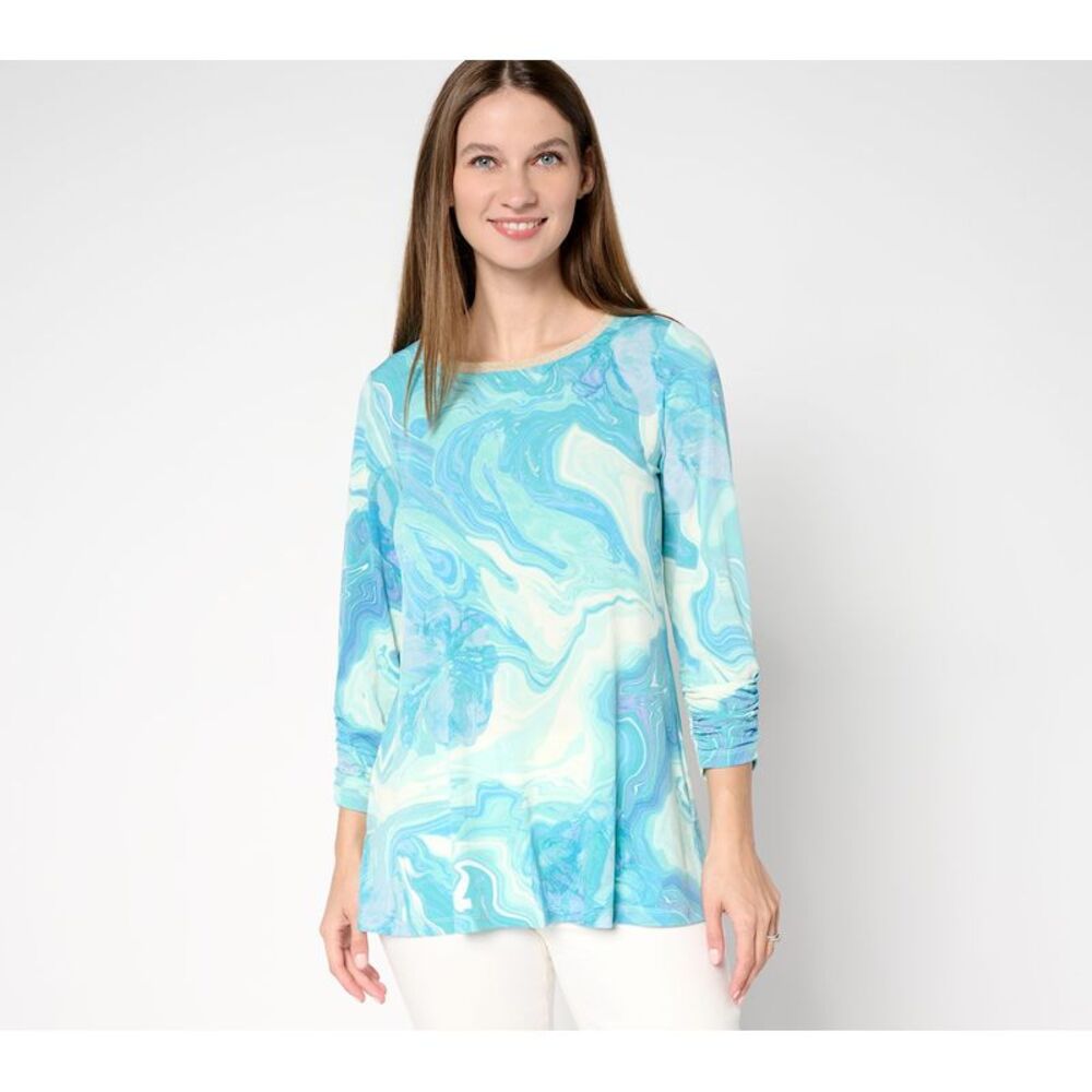 Wacoal Women's Top Sz S Printed Liquid Knit A-Line Tunic w Multi-colored A700423